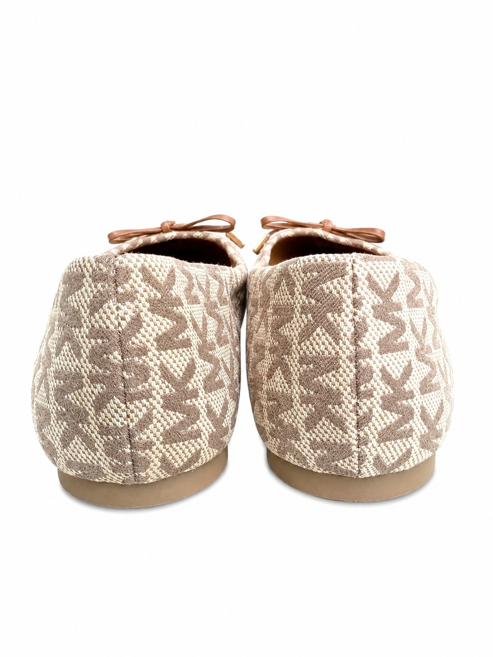 Michael Kors Tan Brown Logo Quilted Ballet Flats with Bow Sz.8 - Picture 3 of 10